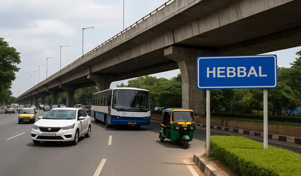 Map showing Godrej Thanisandra location near Hebbal with excellent connectivity in Bangalore